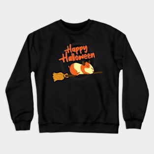 Hamster On Broom Happy Halloween Crewneck Sweatshirt